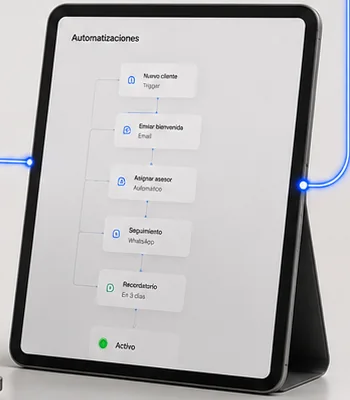 Tablet con el módulo de automatizaciones.